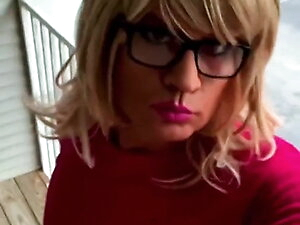 Cubed Transgirl Sissy CD, outside, tight spandex shorts
