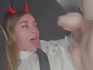 Power sucking big black dildo. Self facial