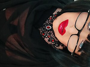 Trans mistress cums in stockings