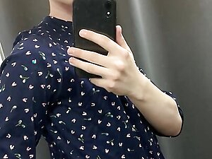 Femboy practices crossdress wearing stockings and dress
