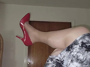 Crossdresser Louise  Is A Nylon Foot Slut