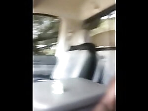 Black Tranny Jerk herself Off in her Car