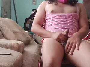 Sissy cums in sister's clothes