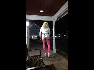 DeeDeeSlut69 at the Mall in a White Skirt
